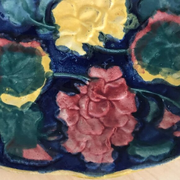 Vintage 1860's Vibrant Floral Serving Dish - Picture 2 of 5